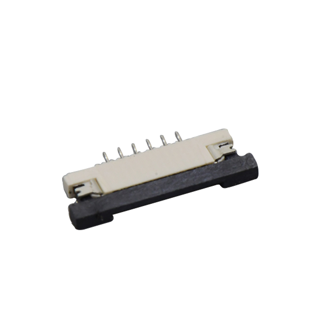Pitch 1.00mm H1.2mm卧贴抽屉式上接 FPC 6pin 本色 镀雾锡